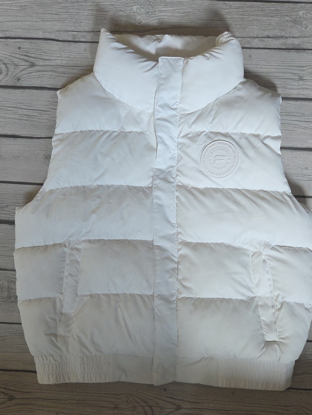 Fabletics White Quilted Puffer Vest with High Collar- Medium